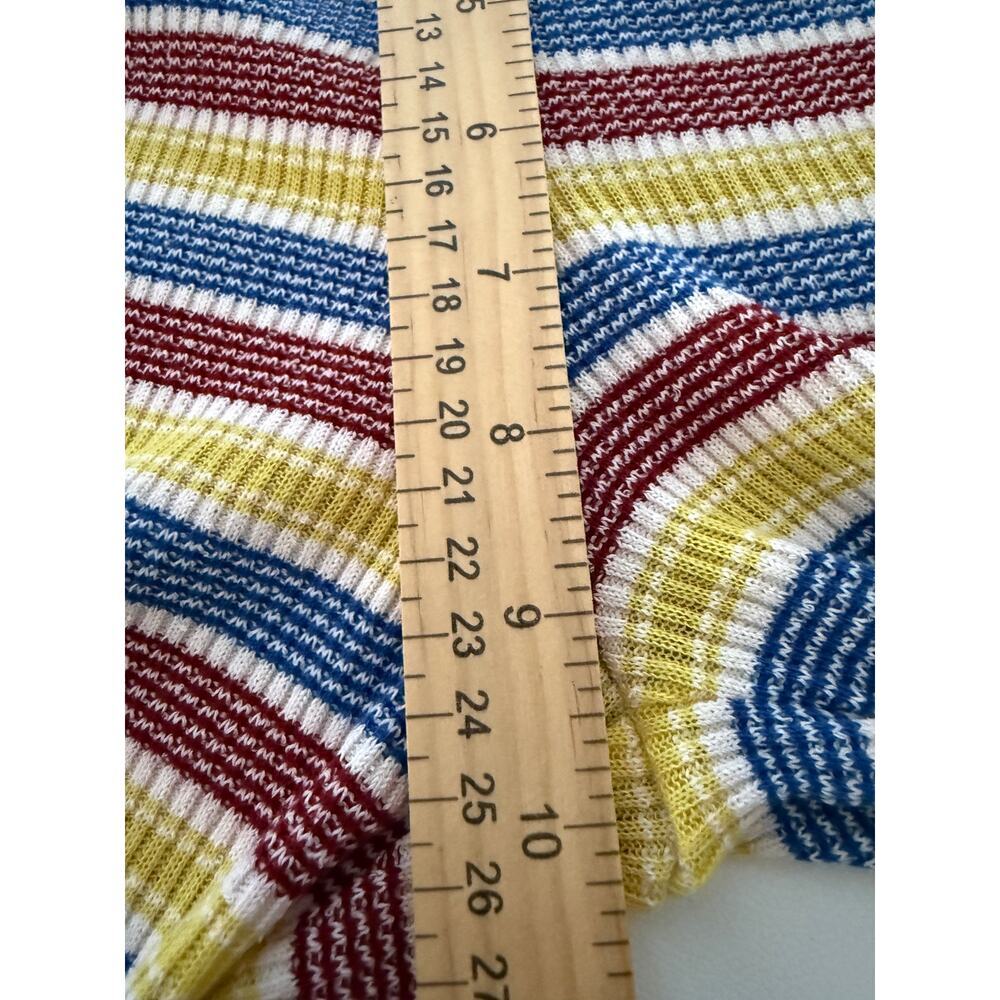 Zara Sz L Striped Pull On Flare Pants Red Yellow Blue High Waist | NWT - Picture 6 of 8